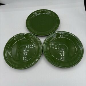 Fiesta Ware Salad Plates Green Dessert 7 3/8" HLC Vintage Set of 3